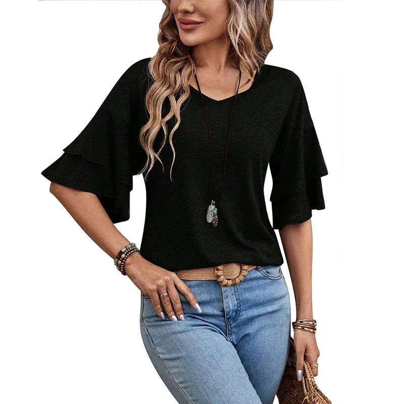 Women's Casual Elegant Streetwear Solid Color Half Sleeve T-Shirts