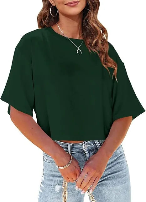 Wholesale Women's Casual Solid Color Short Sleeve T-Shirts