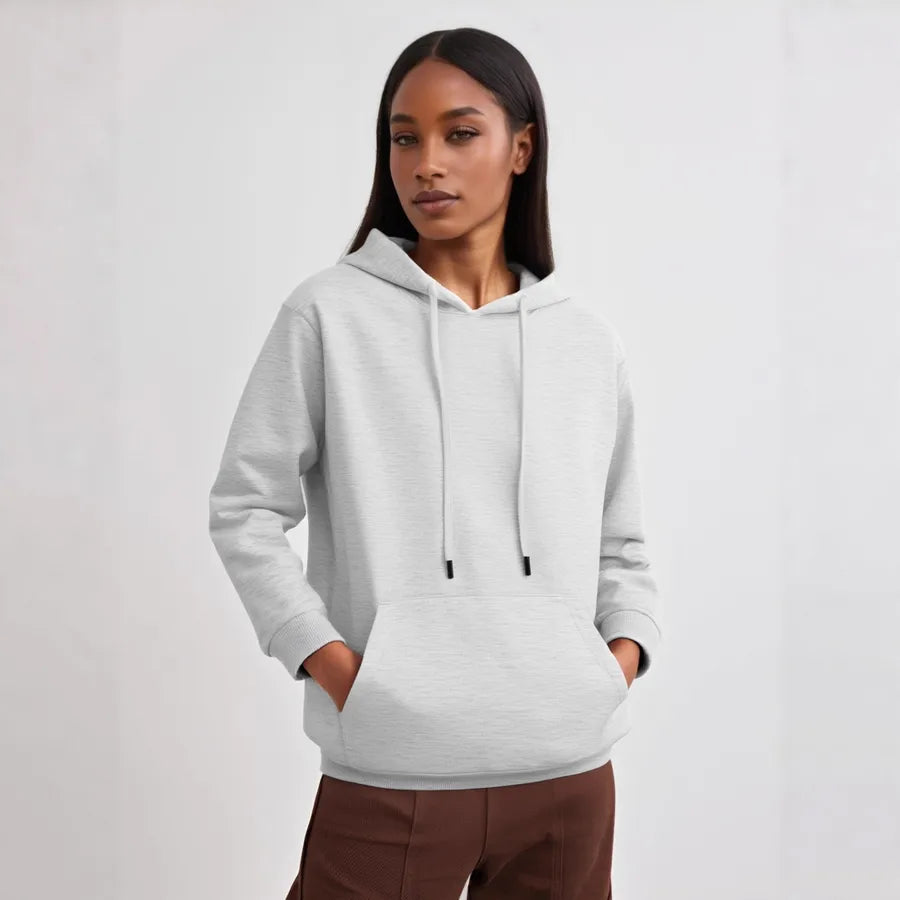 Double-layer Cotton Hooded Sweatshirt 300g Women's Loose Fit Casual Long Sleeve Autumn Wear