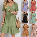 Women's T Shirt Dress Casual Elegant V Neck Short Sleeve Stripe Above Knee Daily